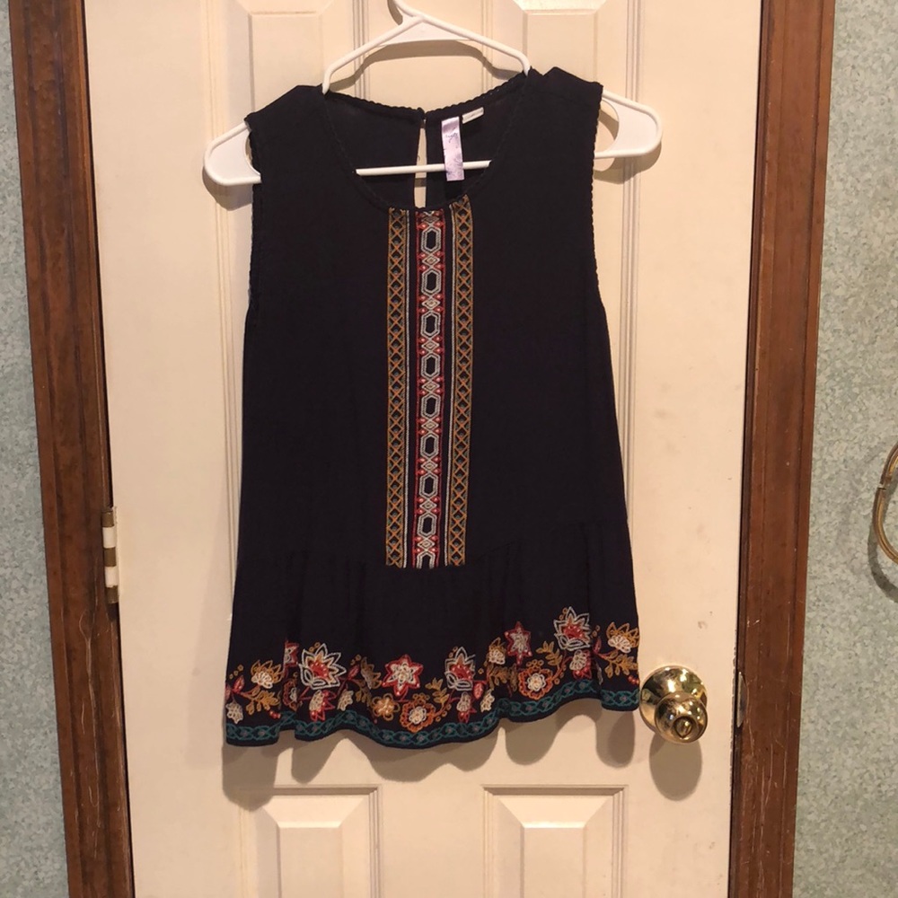Embroidered black top